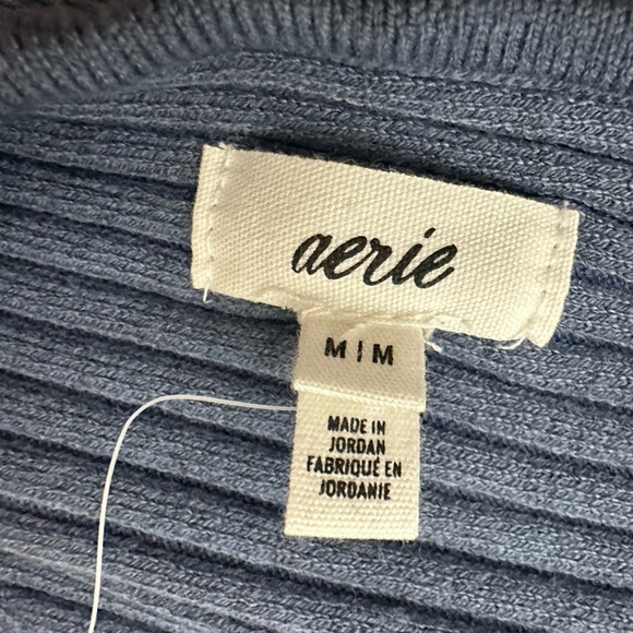 Aerie Blue Ribbed Knit Crop Top Size Medium - Picture 5 of 6